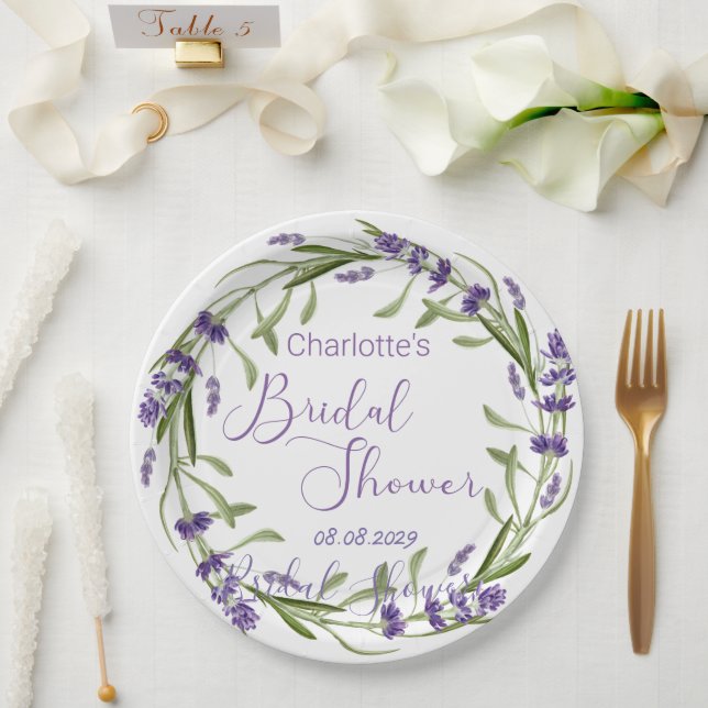 Purple Lavender Flowers Paper Plates (Wedding)