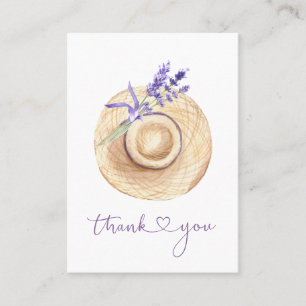 Purple Lavender Flowers Straw Hat Thank You  Business Card