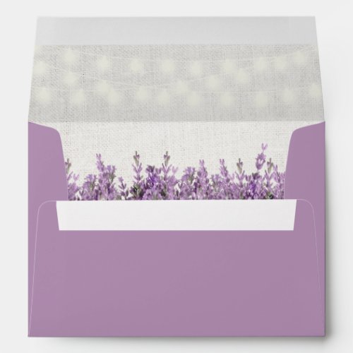 Purple Lavender Flowers String Lights Wedding Envelope