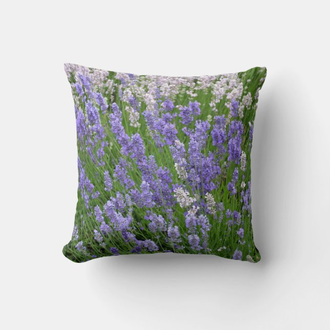 Purple lavender flowers throw pillow (Front)