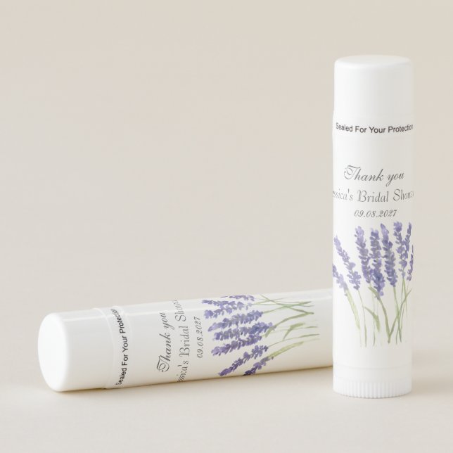 Purple Lavender Flowers Watercolor Bridal Shower Lip Balm (Front)