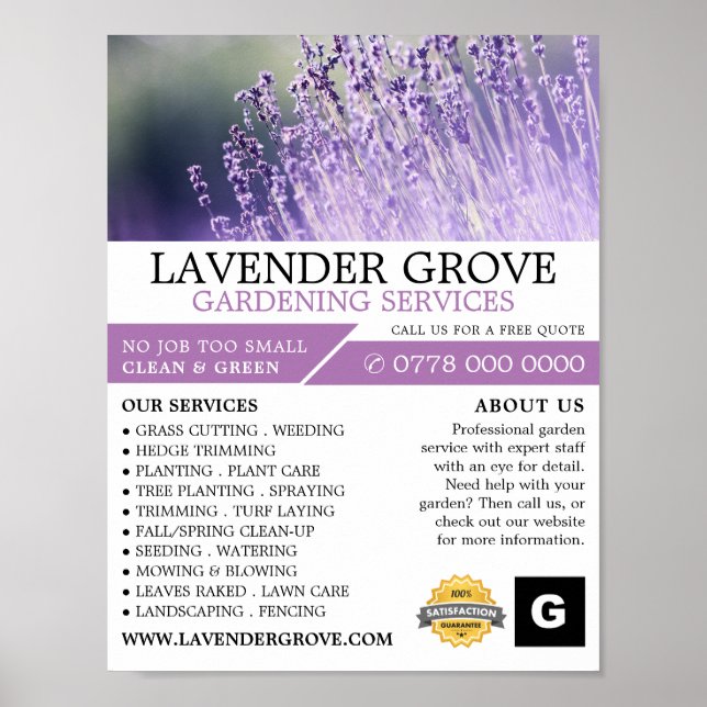Purple Lavender, Gardening Service, Horticulturist Poster (Front)