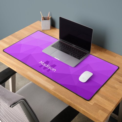 Purple lavender Geometric Mesh Pattern monogram Desk Mat