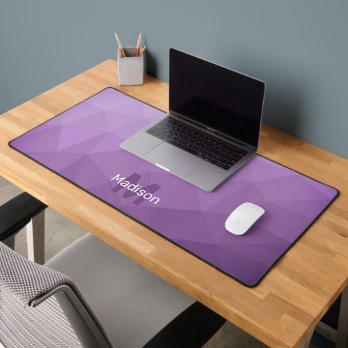 Purple lavender Geometric Mesh Pattern monogram Desk Mat