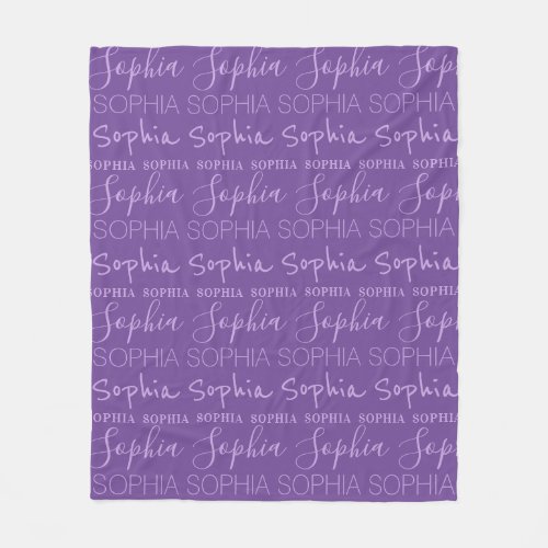 Purple Lavender Girls Name Custom Personalized Fleece Blanket