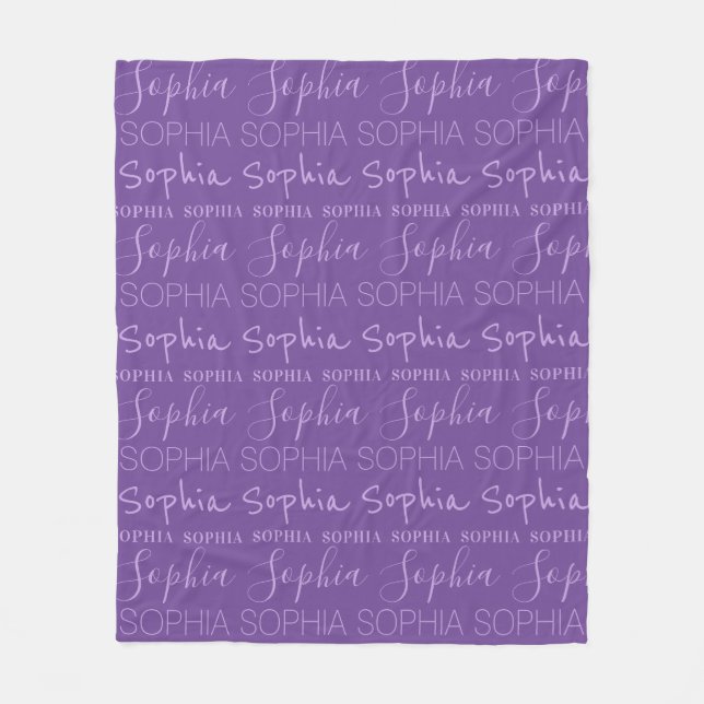 Purple Lavender Girls Name Custom Personalized Fleece Blanket (Front)