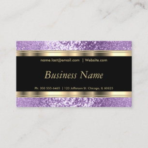 Purple Lavender Glitter and Elegant Gold  Business Card
