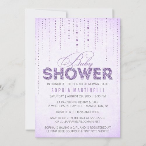 Glitter Look Baby Shower Invitation