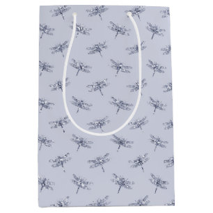 Purple Lavender Glitter Dragonflies Medium Gift Bag