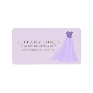 Purple Lavender Glitter Dress Gown Address Label