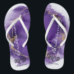 Purple Lavender Gold Bridesmaid Favor Monogram Flip Flops<br><div class="desc">You will love this purple and lavender gold watercolor geometric frame with gold glitter textures. Great for your wedding venues!</div>