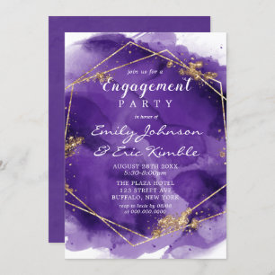 Purple Lavender Gold Paint Engagement Party Invitation