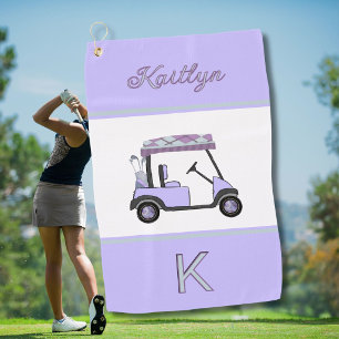 Purple Lavender Golf Cart Monogram Name   Towel