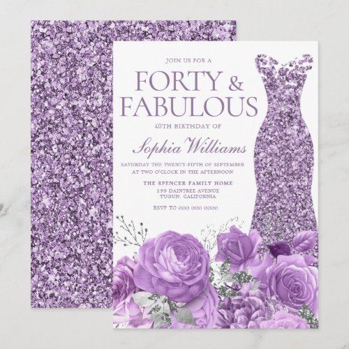 Purple Lavender Gown Floral 40th Birthday Party
