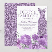 Purple Lavender Gown Floral 40th Birthday Party