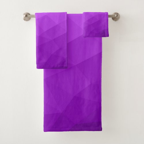 Purple lavender gradient geometric mesh pattern bath towel set