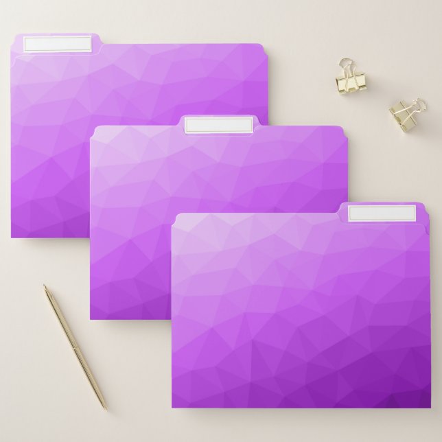 Purple lavender gradient geometric mesh pattern file folder (Set)
