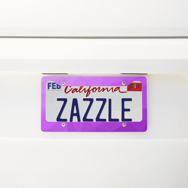 Purple lavender gradient geometric mesh pattern license plate frame (On Car)