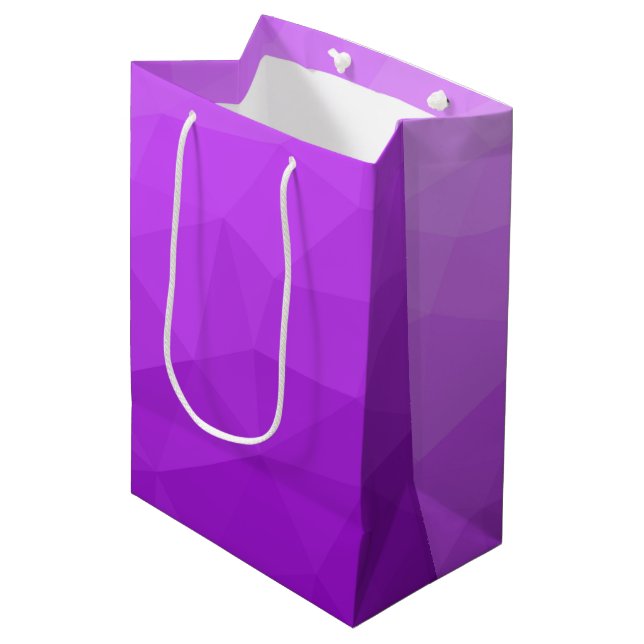 Purple lavender gradient geometric mesh pattern medium gift bag (Front Angled)