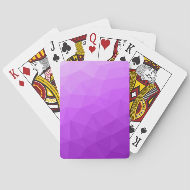 Purple lavender gradient geometric mesh pattern poker cards (Back)