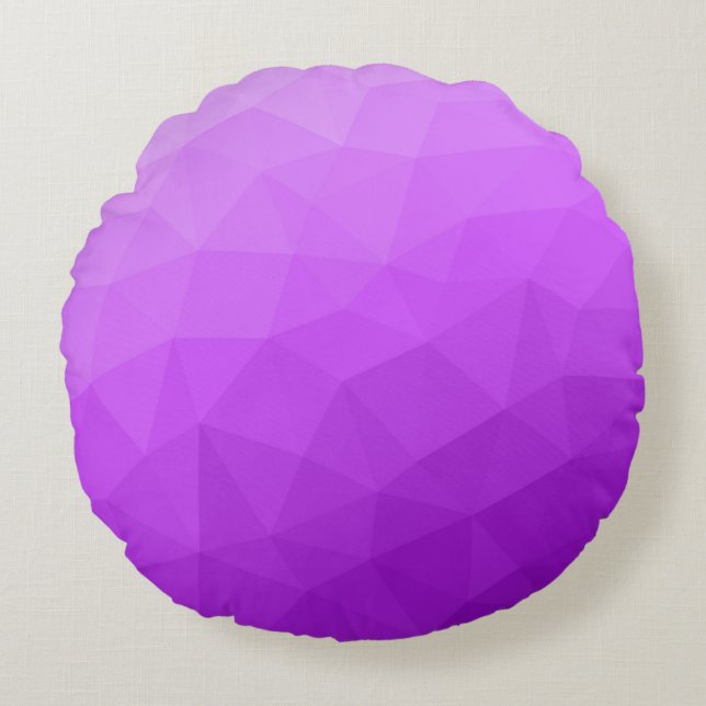 Purple lavender gradient geometric mesh pattern round pillow (Front)