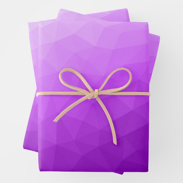 Purple lavender gradient geometric mesh pattern wrapping paper sheets (In situ)