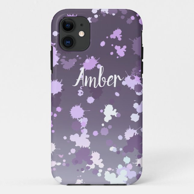Purple Lavender Gradient Paint Splash Personalized Case-Mate iPhone Case (Back)