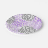Purple Lavender Gray Dahlia Baby Shower / Bridal Paper Plates (Angled)