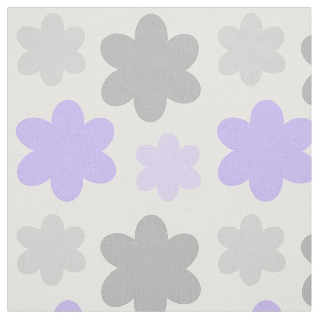 Purple Lavender Gray Floral Flower Fabric (Swatch)