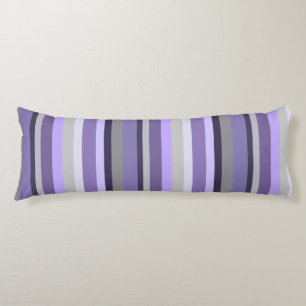 Purple Lavender Gray Vertical Striped Body Pillow