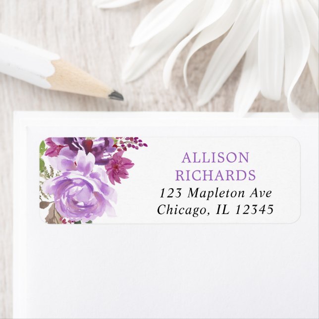 Purple lavender greenery floral label (Insitu)