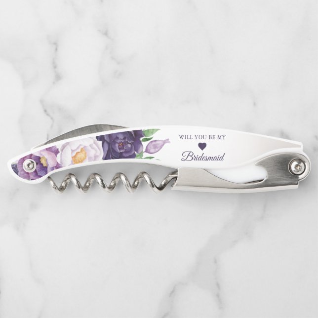 Purple Lavender Greenery Will Be My Bridesmaid  Waiter's Corkscrew (Back)