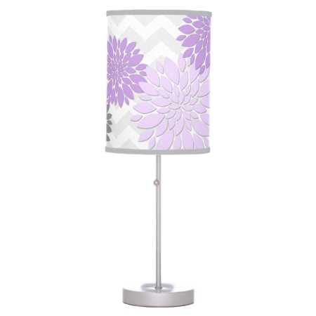 Purple Lavender Grey Dahlia Flower Nursery Lamp