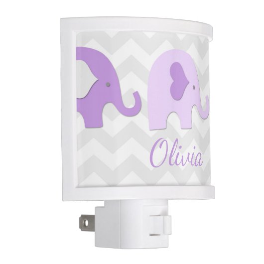 Purple Lavender Grey Elephant Night Light (Right)
