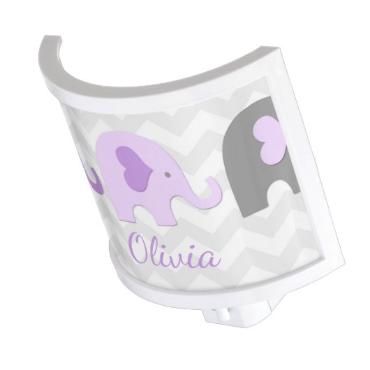 Purple Lavender Grey Elephant Night Light (Angled)