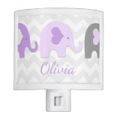 Purple Lavender Grey Elephant Night Light (Front)