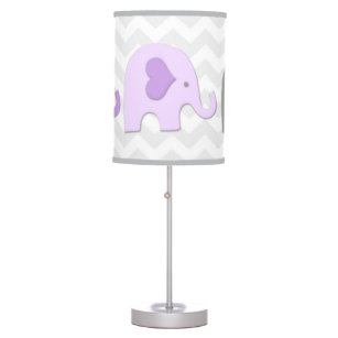 Purple Lavender Grey Elephant Nursery Lamp