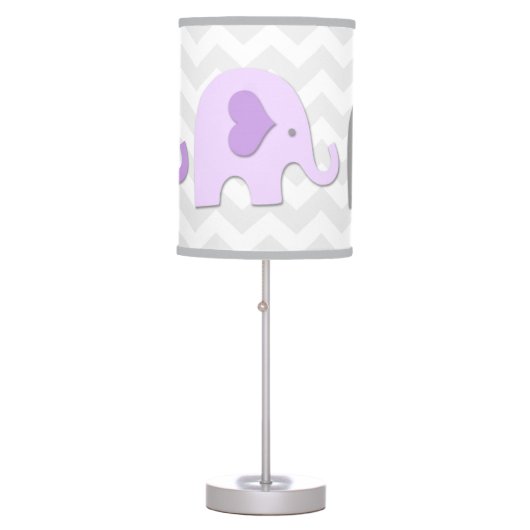 Purple Lavender Grey Elephant Nursery Lamp (Front)