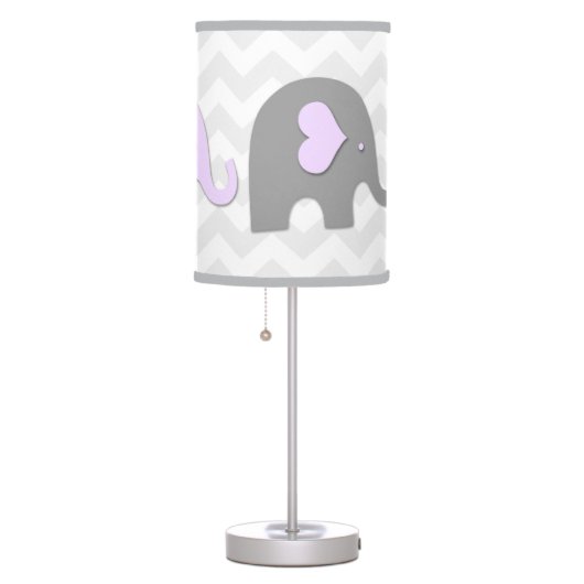 Purple Lavender Grey Elephant Nursery Lamp (Right)