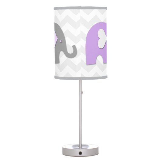 Purple Lavender Grey Elephant Nursery Lamp (Back)