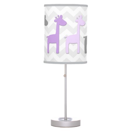 Purple Lavender Grey Giraffe Nursery Lamp