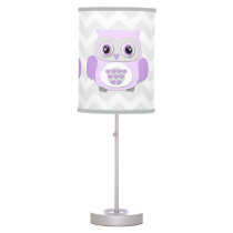 Purple Lavender Grey Owl Nursery Lamp