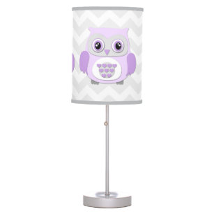 Purple Lavender Grey Owl Nursery Lamp