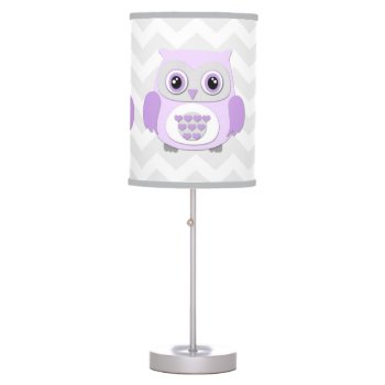 Purple Lavender Grey Owl Nursery Lamp by Kookyburra at Zazzle
