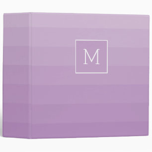 Purple Lavender Horizontal Stripes Shades Monogram 3 Ring Binder