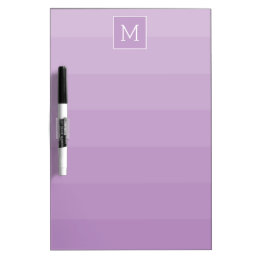 Purple Lavender Horizontal Stripes Shades Monogram Dry Erase Board