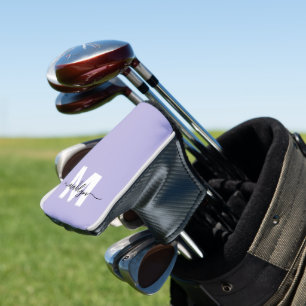Purple Lavender Initial Name Monogram Golf Head Cover