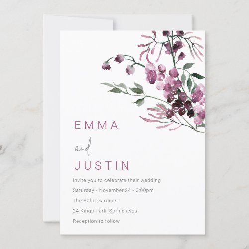 Purple Lavender Jasmine Floral Wedding  Invitation