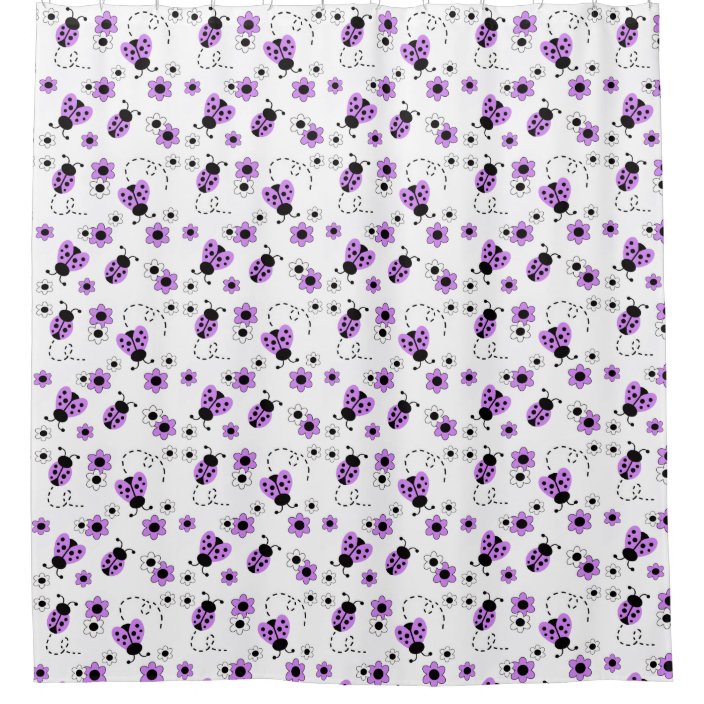 Purple Lavender Ladybug Fl Kids Bathroom Shower Curtain Zazzle Com Purple Lavender Ladybug Fl Kids, Ladybug Shower Curtain