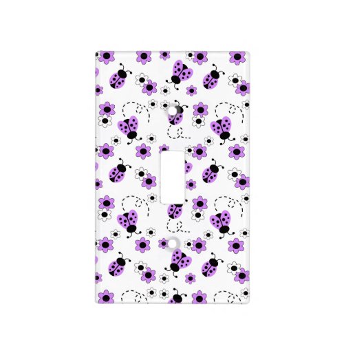 Purple Lavender Ladybug Lady Bug Floral Flowers Light Switch Cover